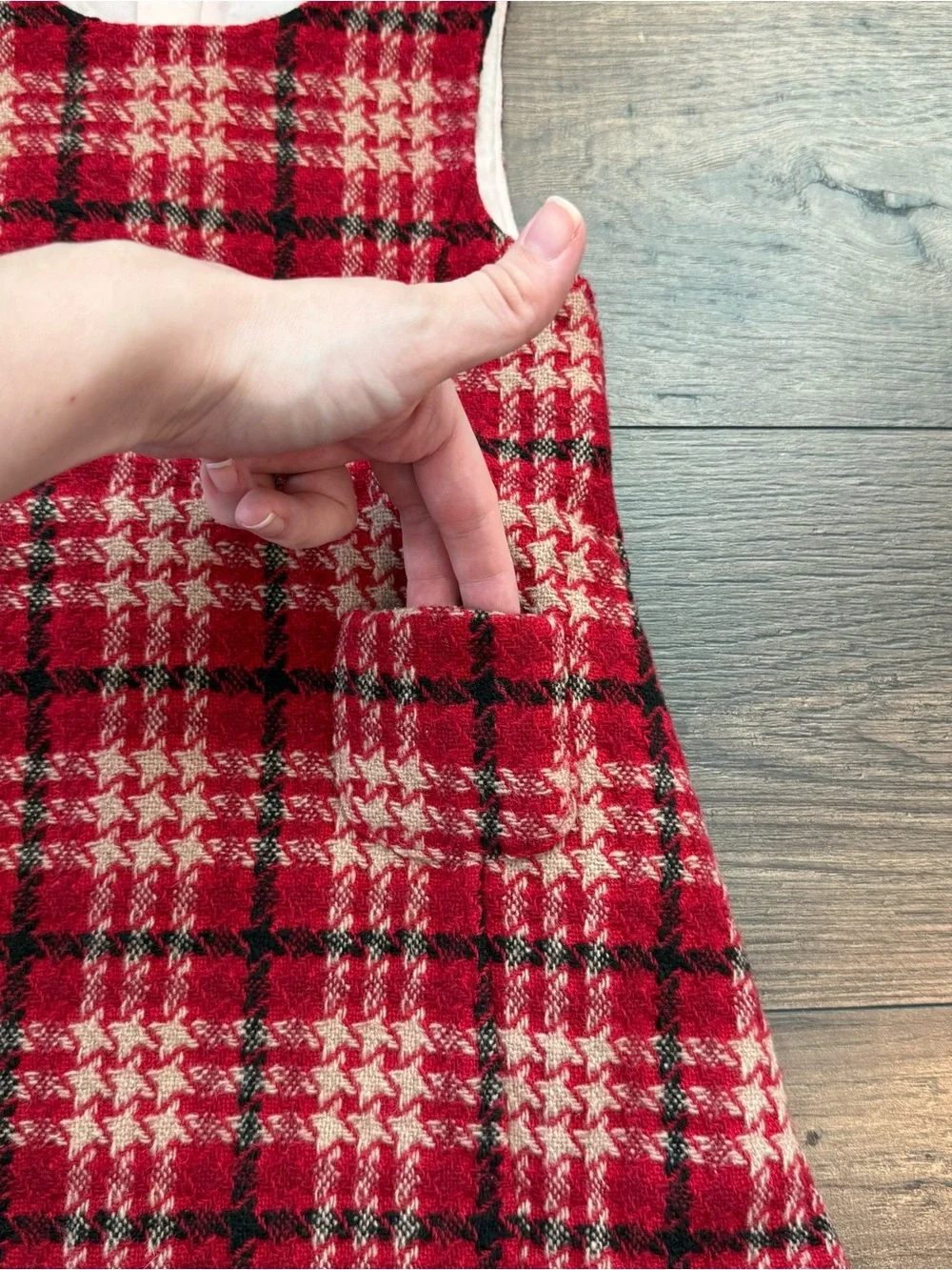Burberry Toddler Size 2 Red Plaid Tweed Wool Blend Jumper Dress
